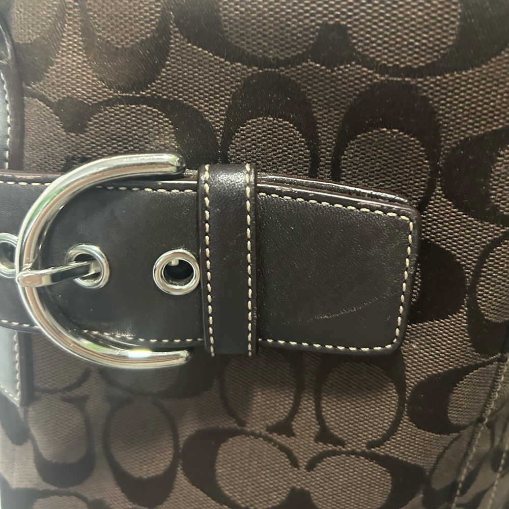 Vintage Coach Soho Signature Duffel bag brown canvas Logo leather trim - Picture 4 of 16